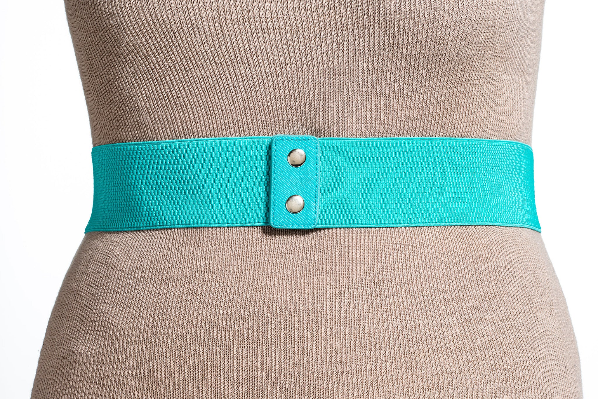 Final Sale Plus Size Elastic Band Belt with Gold Link Chain / Turquois ...