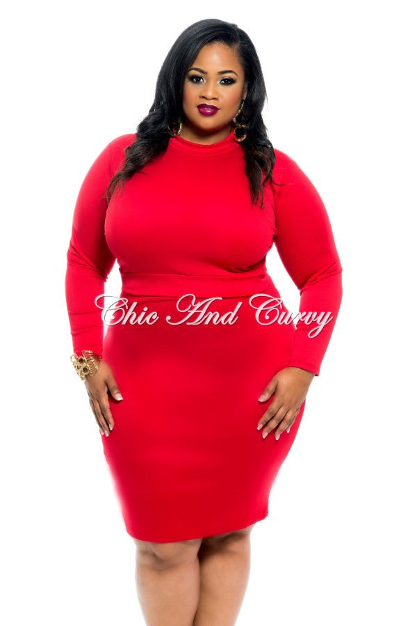 red 2 piece skirt and top