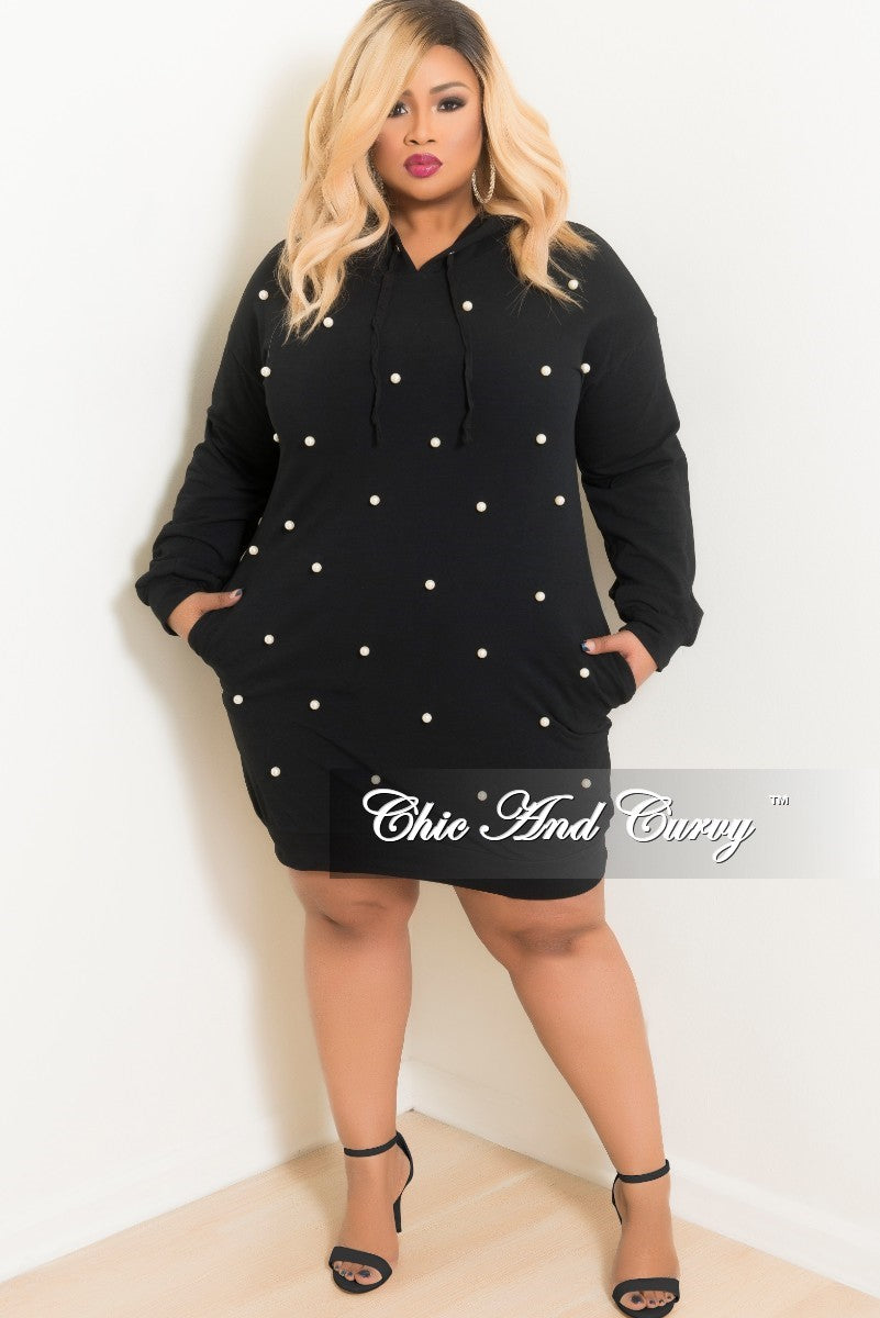 Pearl Beaded Pull Over Hooded Dress 