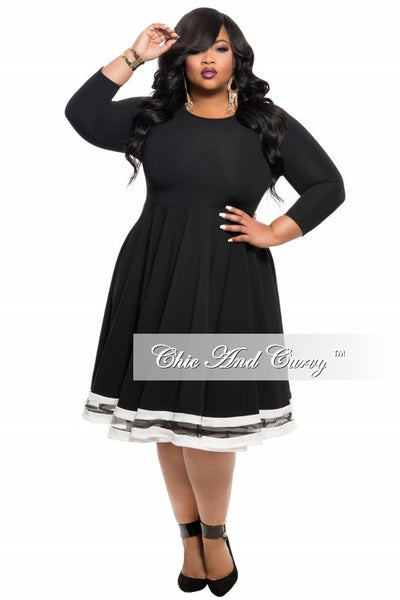 New Plus Size Dress in Black with White Trim – Chic And Curvy