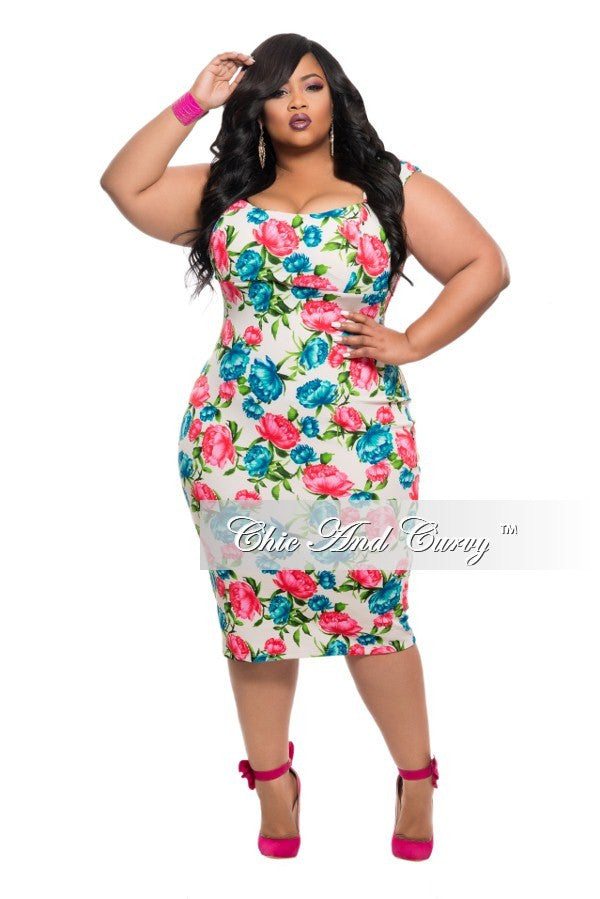 plus size pink and blue dress
