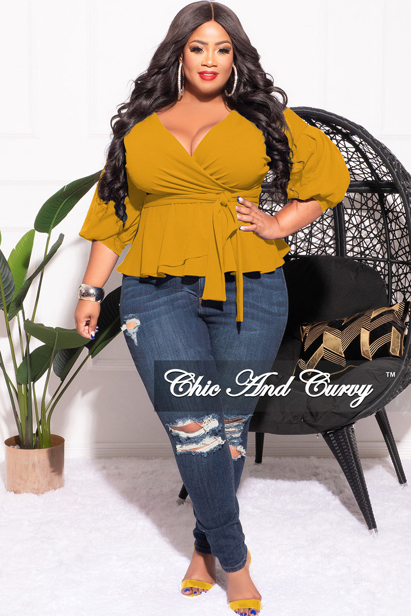 Final Sale Plus Size Faux Wrap High-Low Dress with Waist Tie in