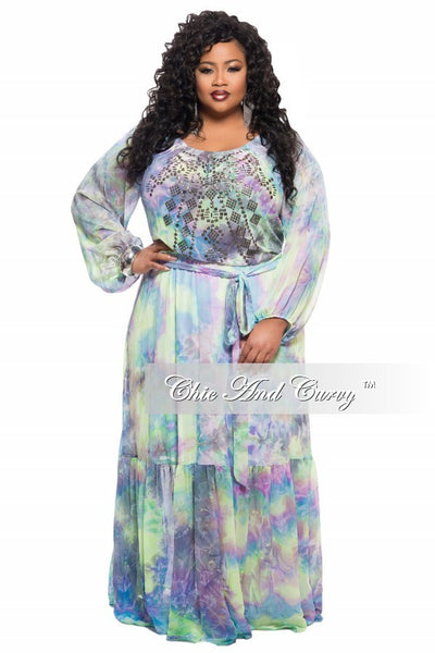 New Plus Size Chiffon Dress in Purple, Blue, and Light Green – Chic And ...