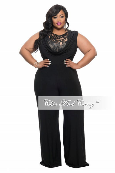 New Plus Size Jumpsuit with Sequin Detailed Top in Black – Chic And Curvy