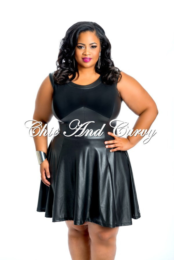 New Plus Size Faux Leather Skater Dress 1x Only – Chic And Curvy