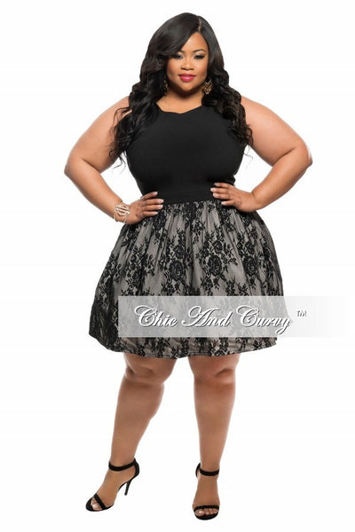 New Plus Size Dress with Lace Bottom in Black and Tan – Chic And Curvy