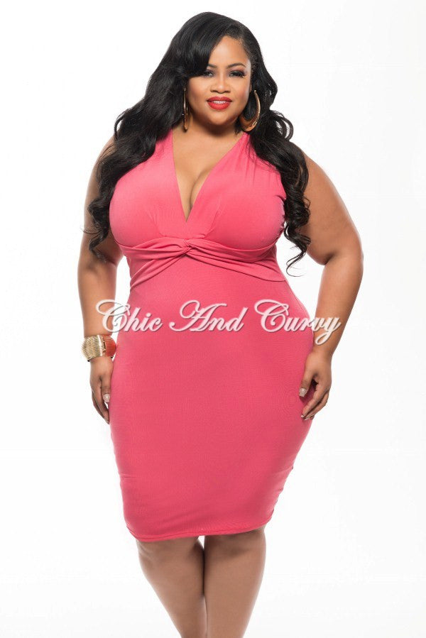 plus size pink bodycon dress