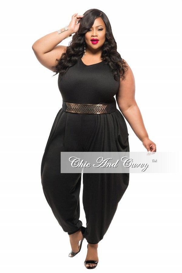 New Plus Size Jumpsuit with Harem Pants in Black – Chic And Curvy