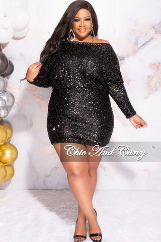 Final Sale Size Sequin Dress in Black – Curvy