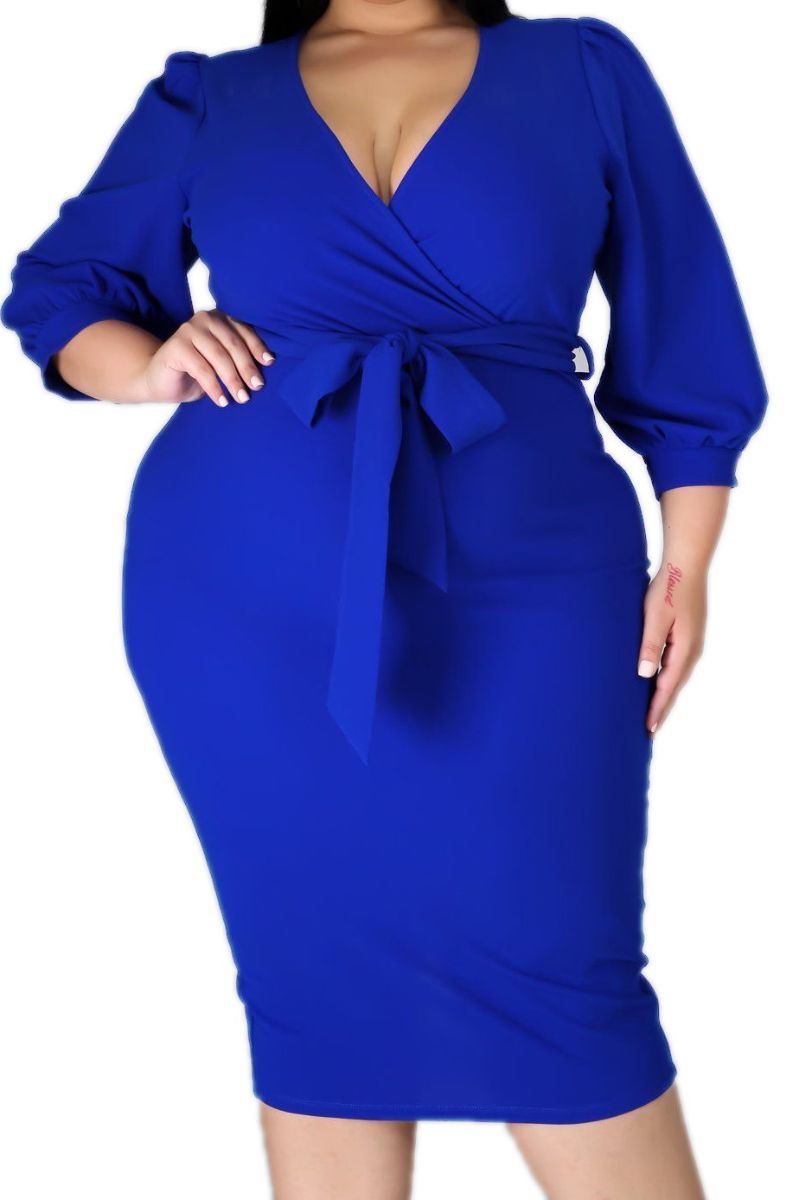 royal blue plus size bodycon dress