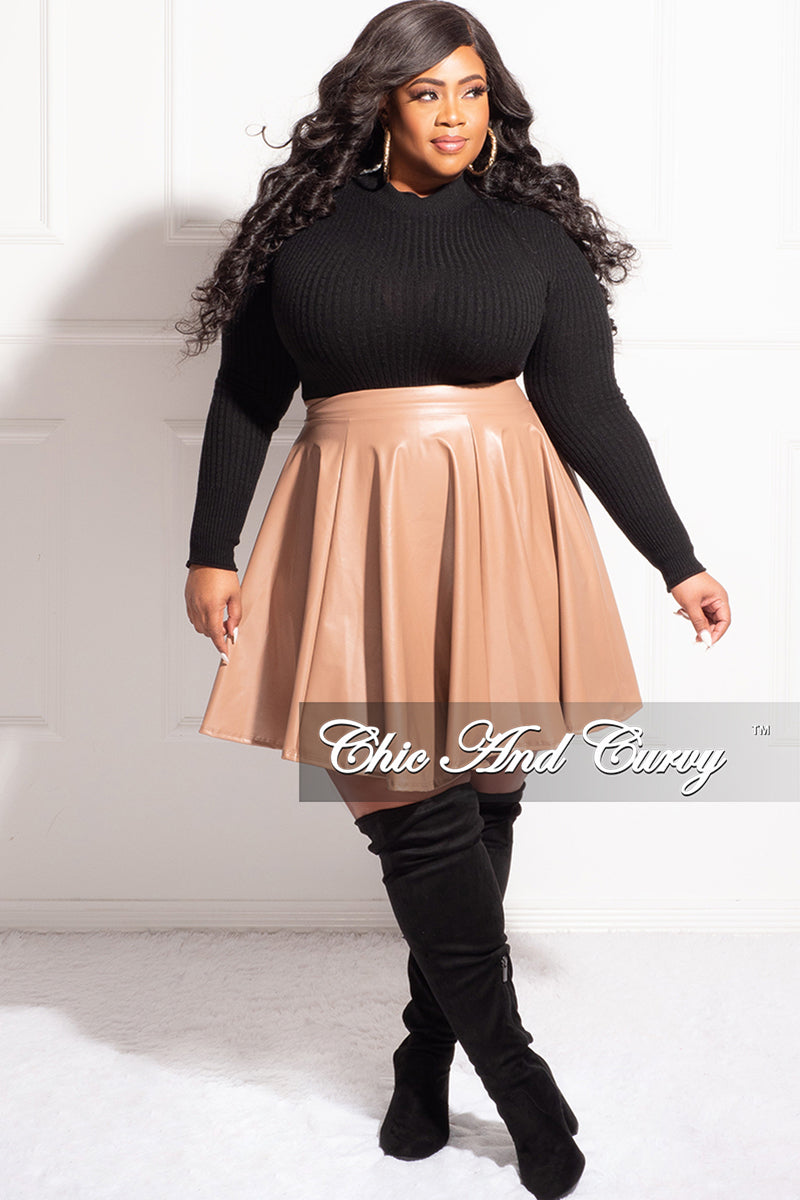 Final Sale Plus Size Faux Leather Skirt in Camel – Chic And Curvy