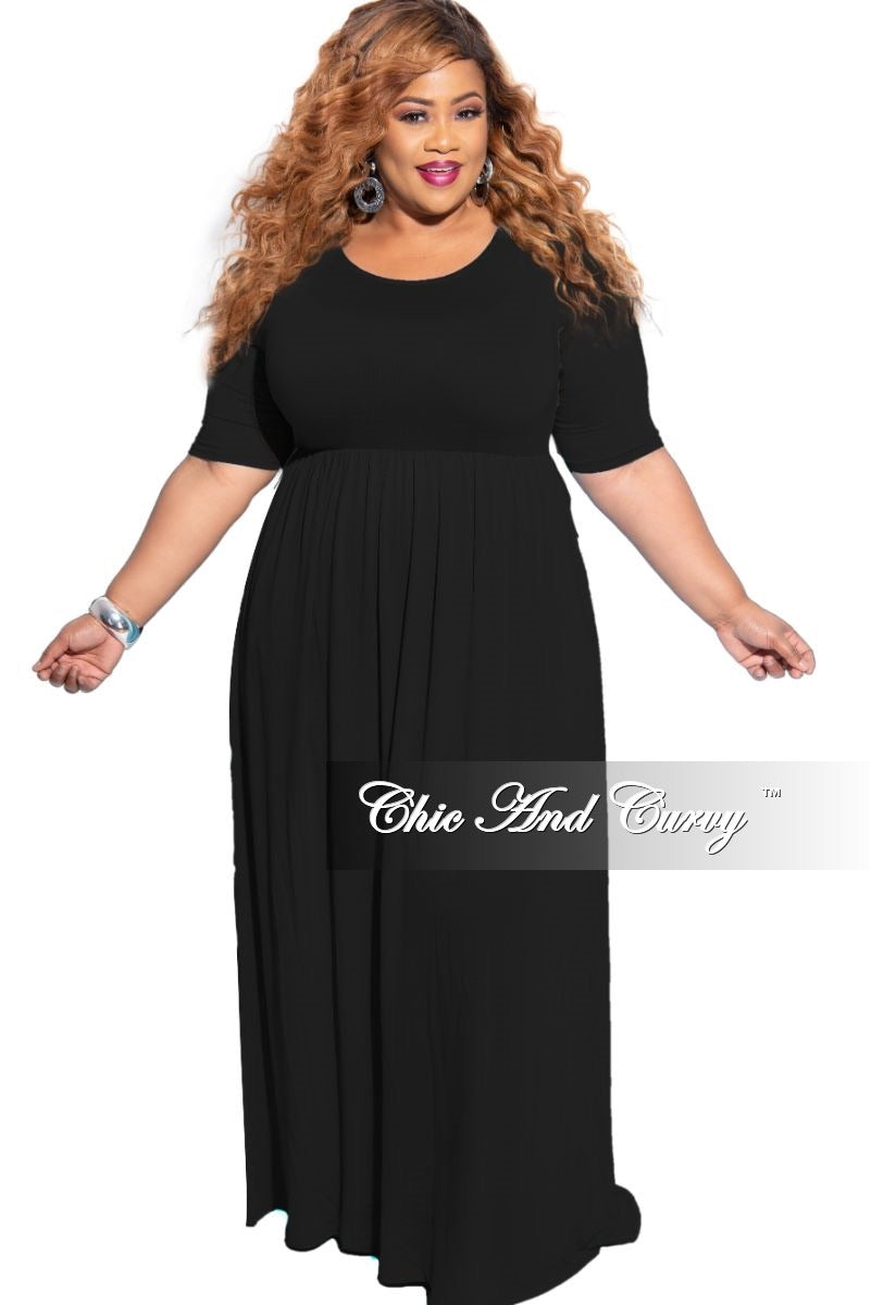 plus size black maxi dress with pockets