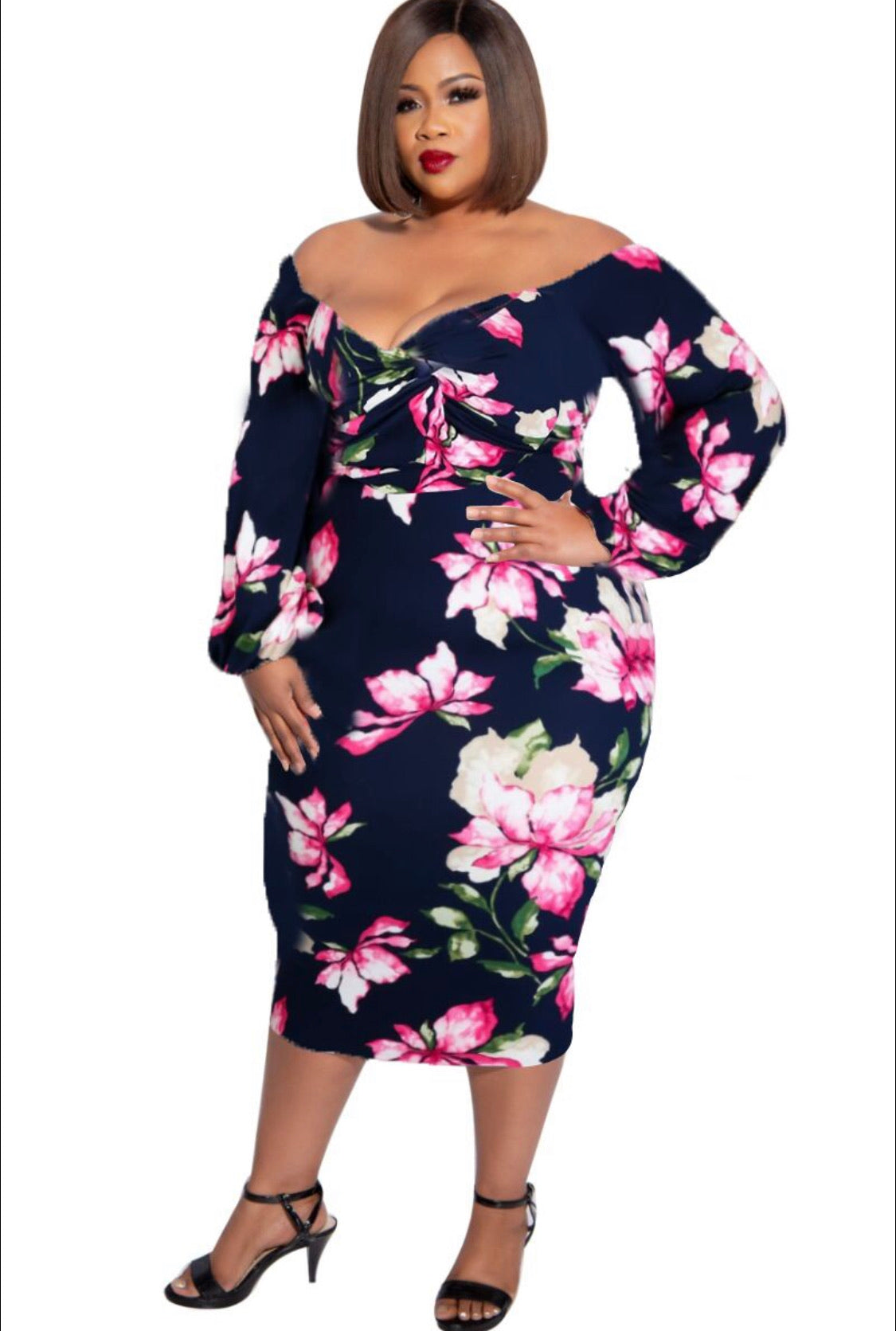 plus size floral bodycon dress