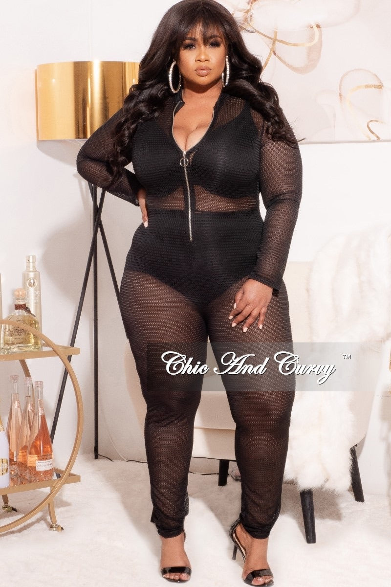 Final Plus Size See Through Jumpsuit in Black Summer Chic And Curvy