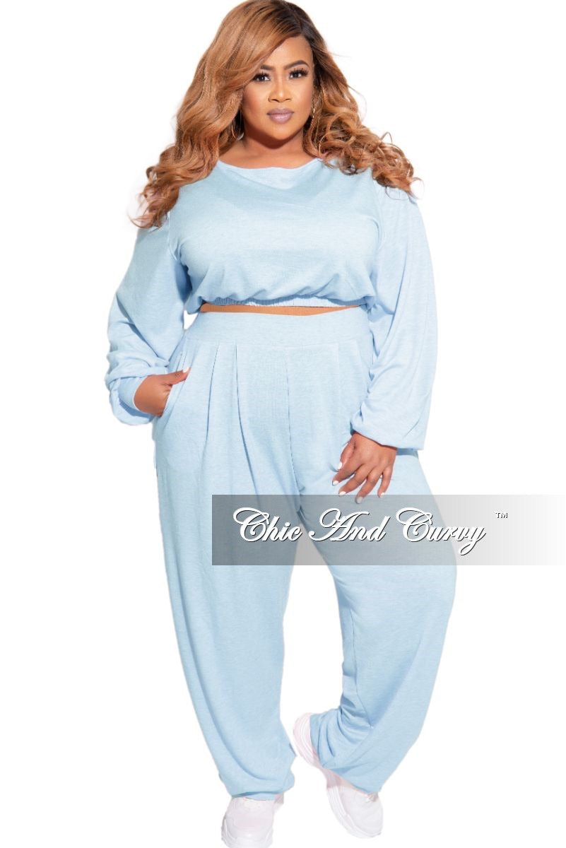 plus size crop top and pants set