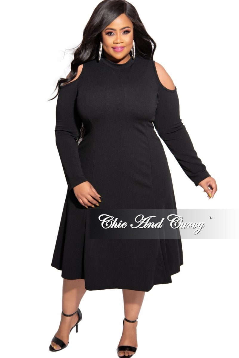 plus size black cold shoulder dress