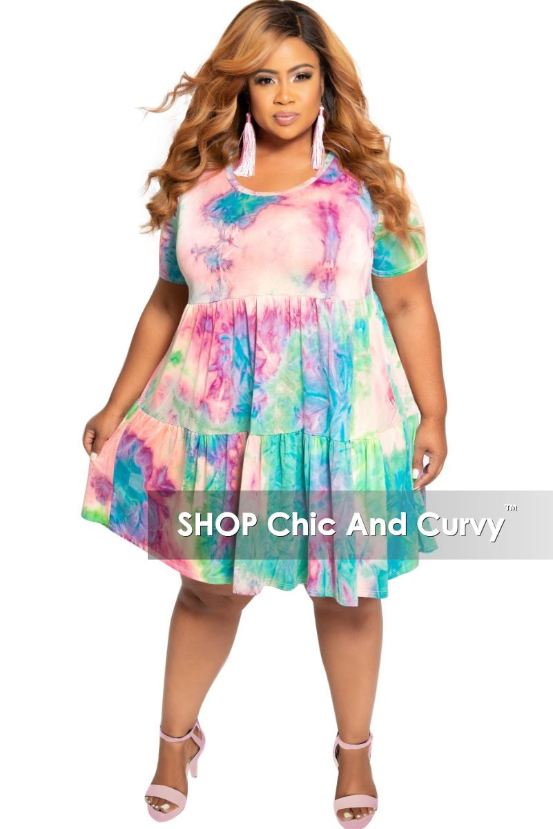 Plus Size Short Sleeve Baby Doll Dress 