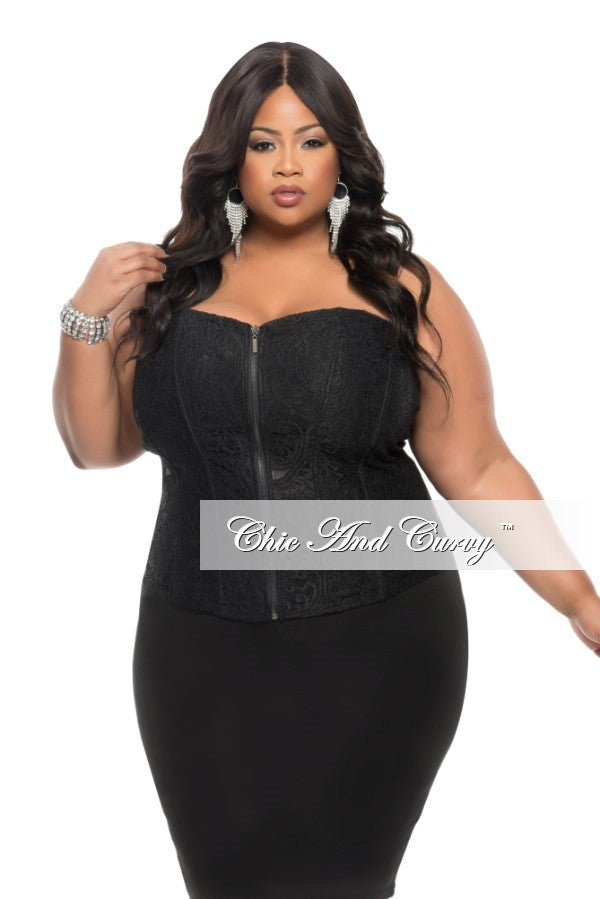 Reklame Misbruge tekst Final Sale Plus Size Strapless Corset Top with Zipper Front in Black – Chic  And Curvy