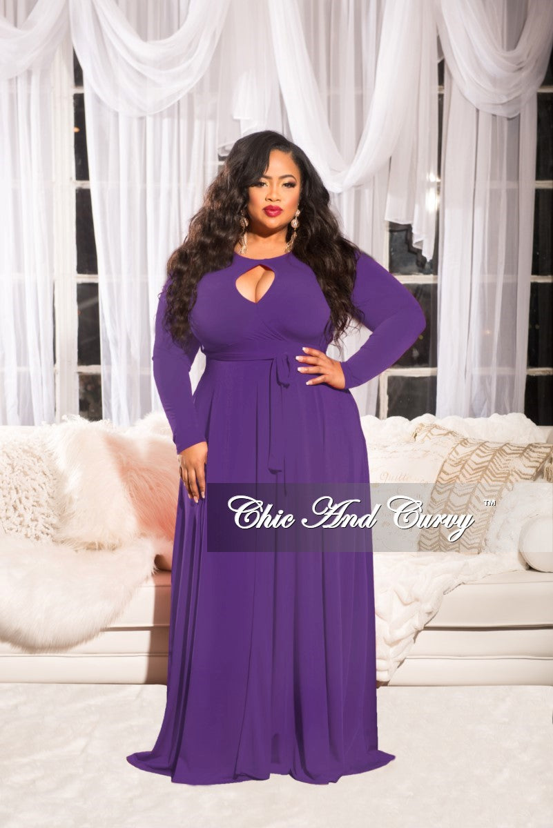 plus size long purple dress