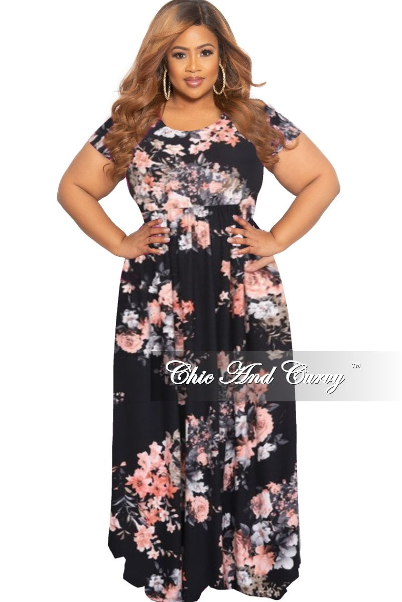 plus size black floral maxi dress