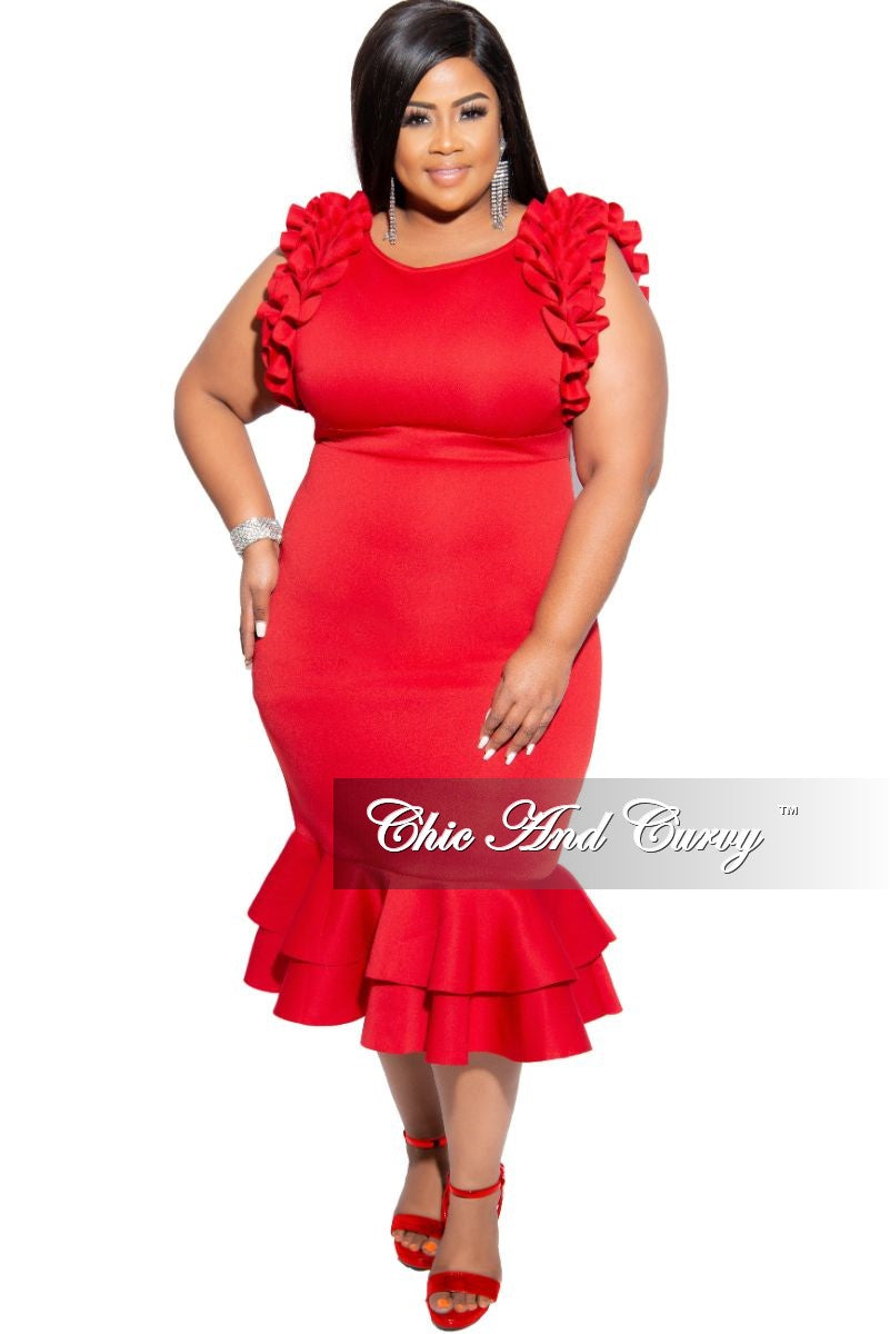 plus size red ruffle dress