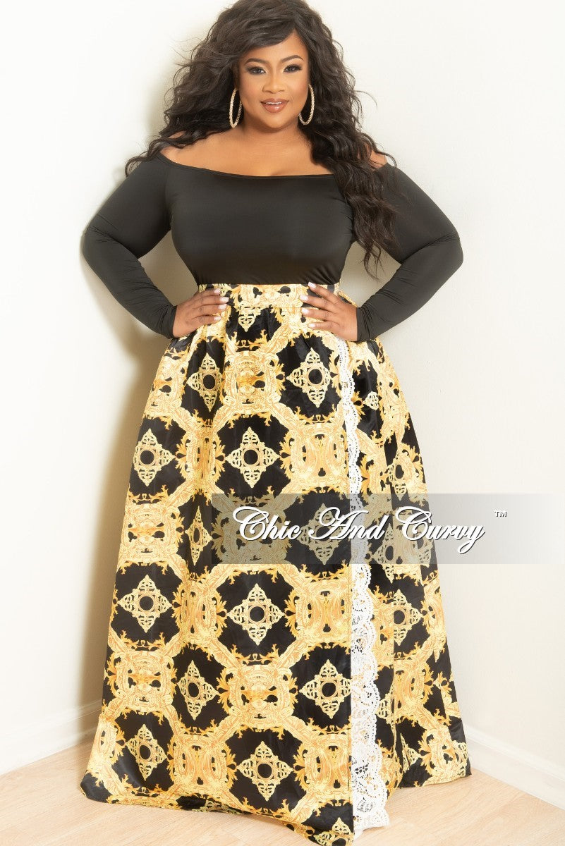 yellow plus size maxi skirt