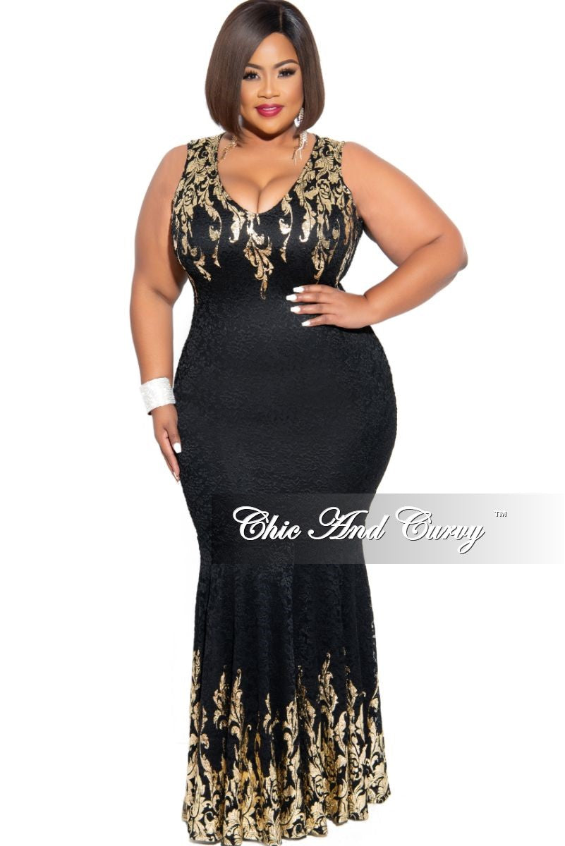 black and gold evening gown plus size