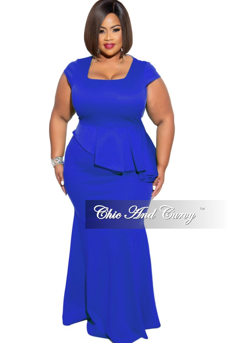 blue peplum dress with sleeves