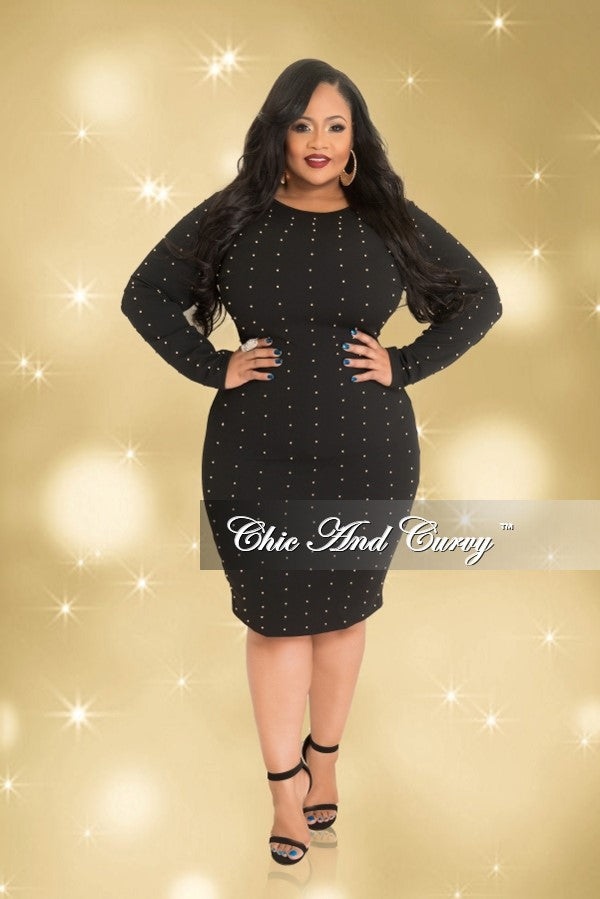 black long sleeve midi dress plus size