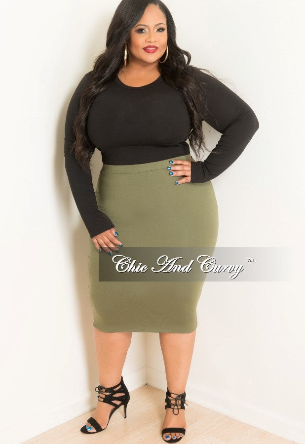 olive green pencil skirt outfit
