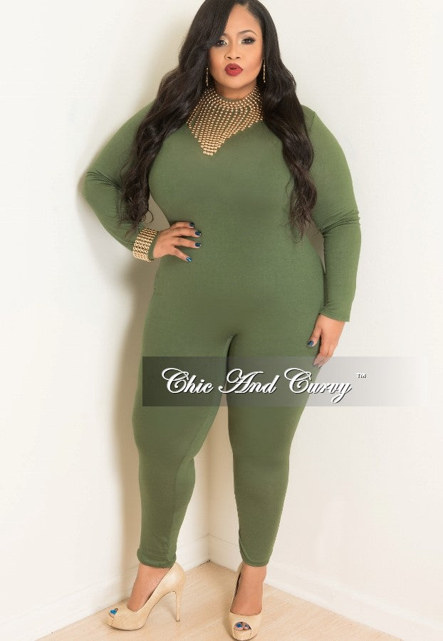 olive green long sleeve jumpsuit