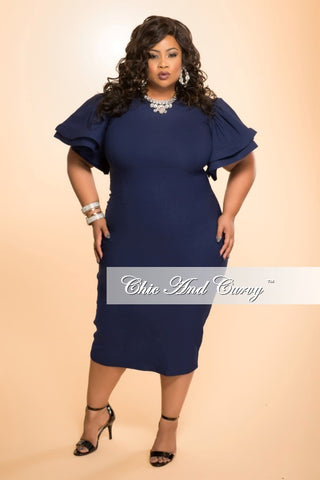 Final Sale (Seasonal) Plus Size Gown with Sheer Glitter Sleeves in Bla ...