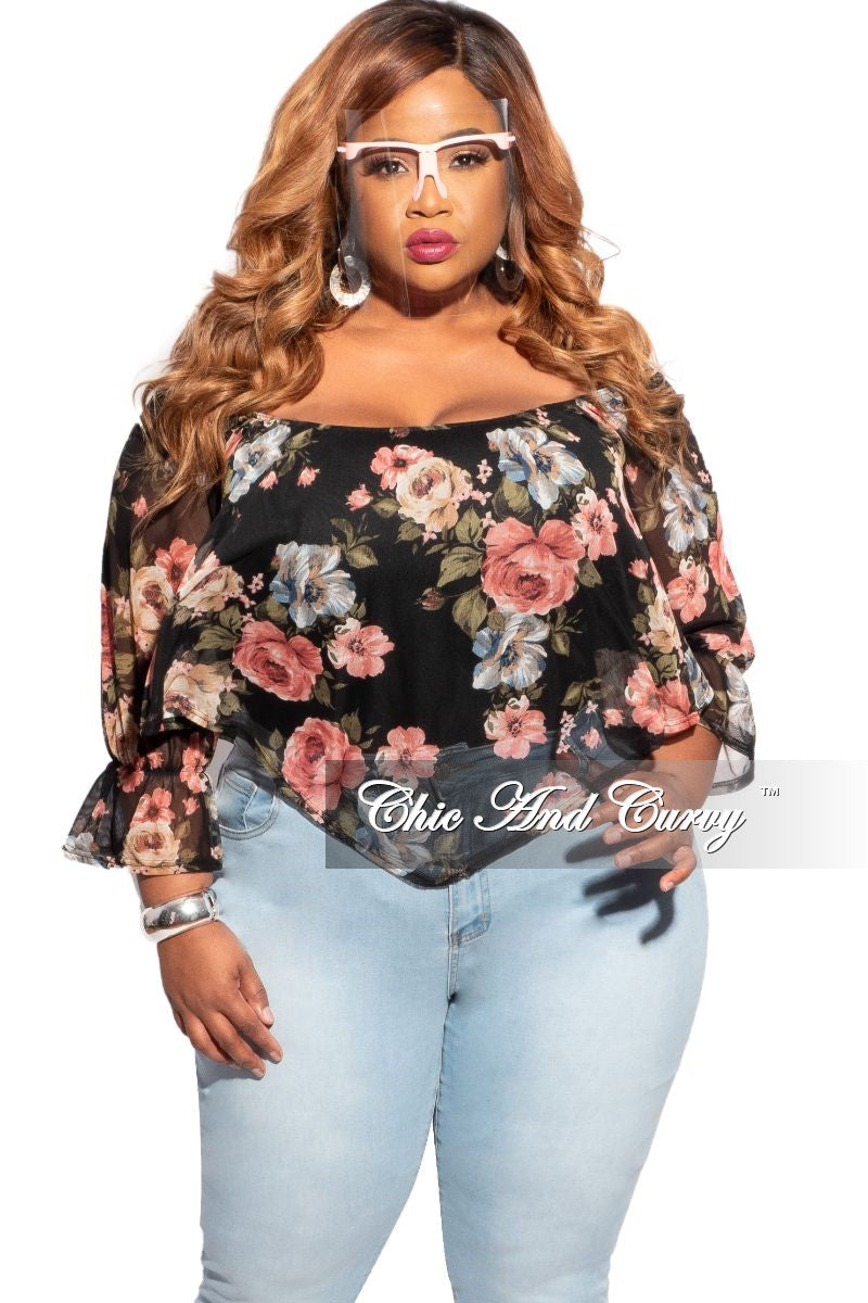 sheer black plus size top