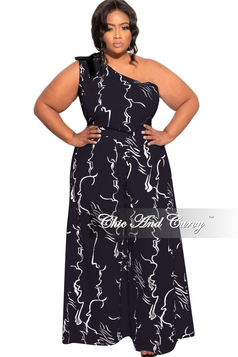 New Plus Size 2pc One Shoulder Top & Palazzo Pants in Black Desi – Chic And Curvy