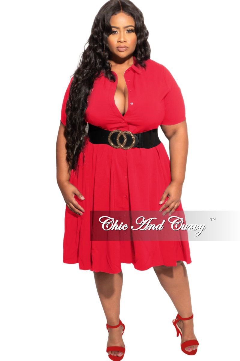 Final Sale Plus Size Faux Wrap High-Low Dress with Waist Tie in