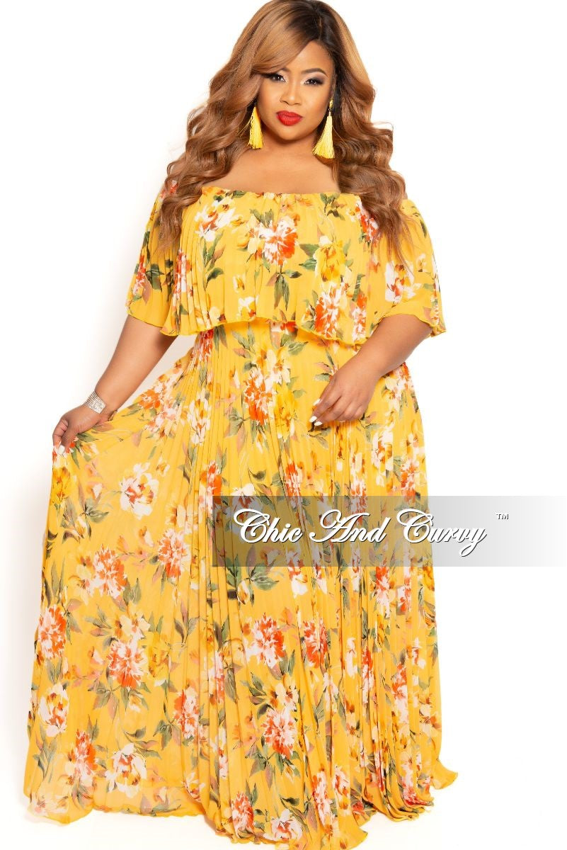 yellow off the shoulder plus size dress