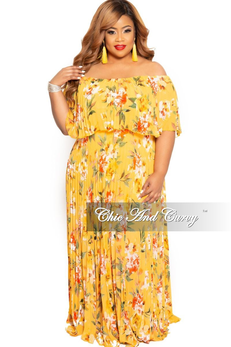 yellow off the shoulder plus size dress