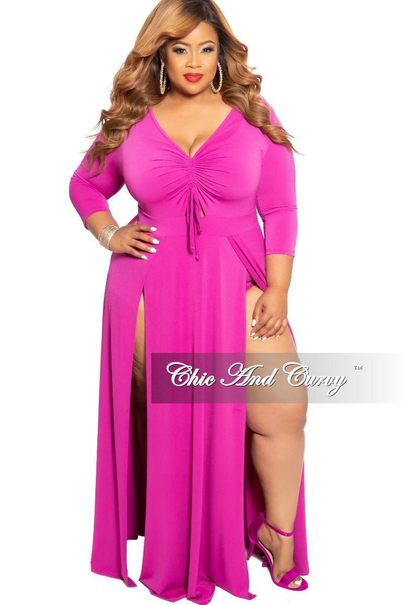 fuchsia plus size maxi dress