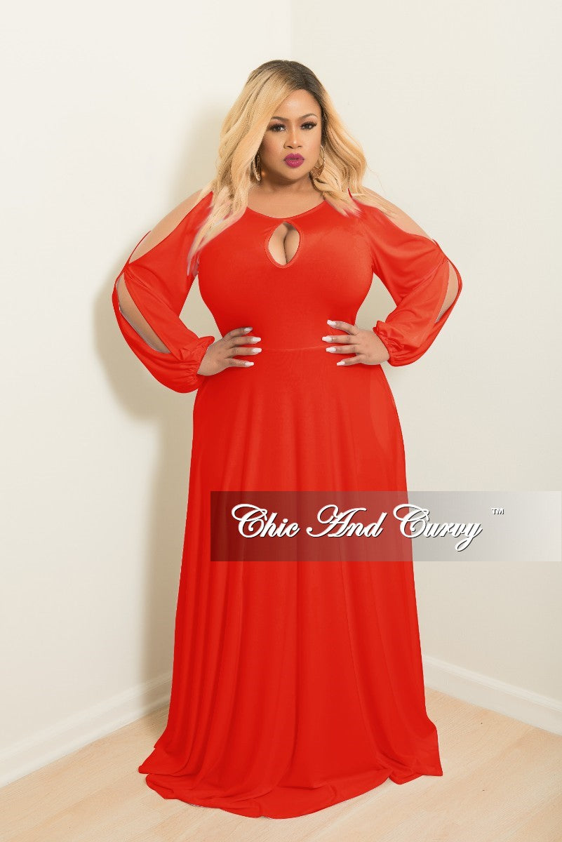 full sleeve red gown