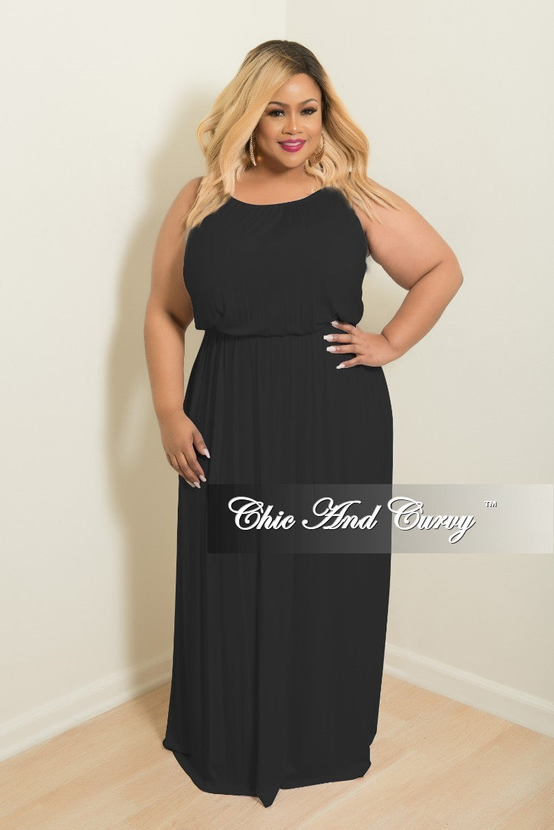 plus size black floor length dress