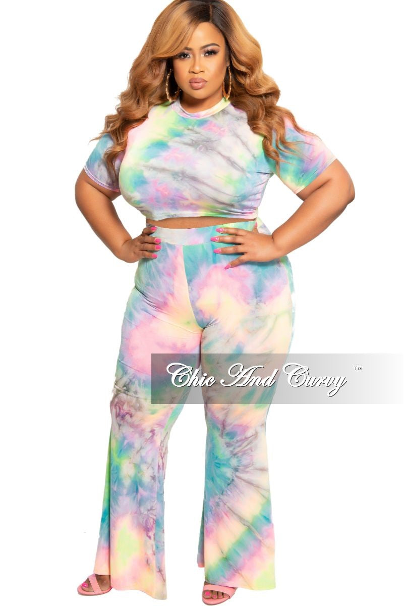 plus size tie dye two piece set