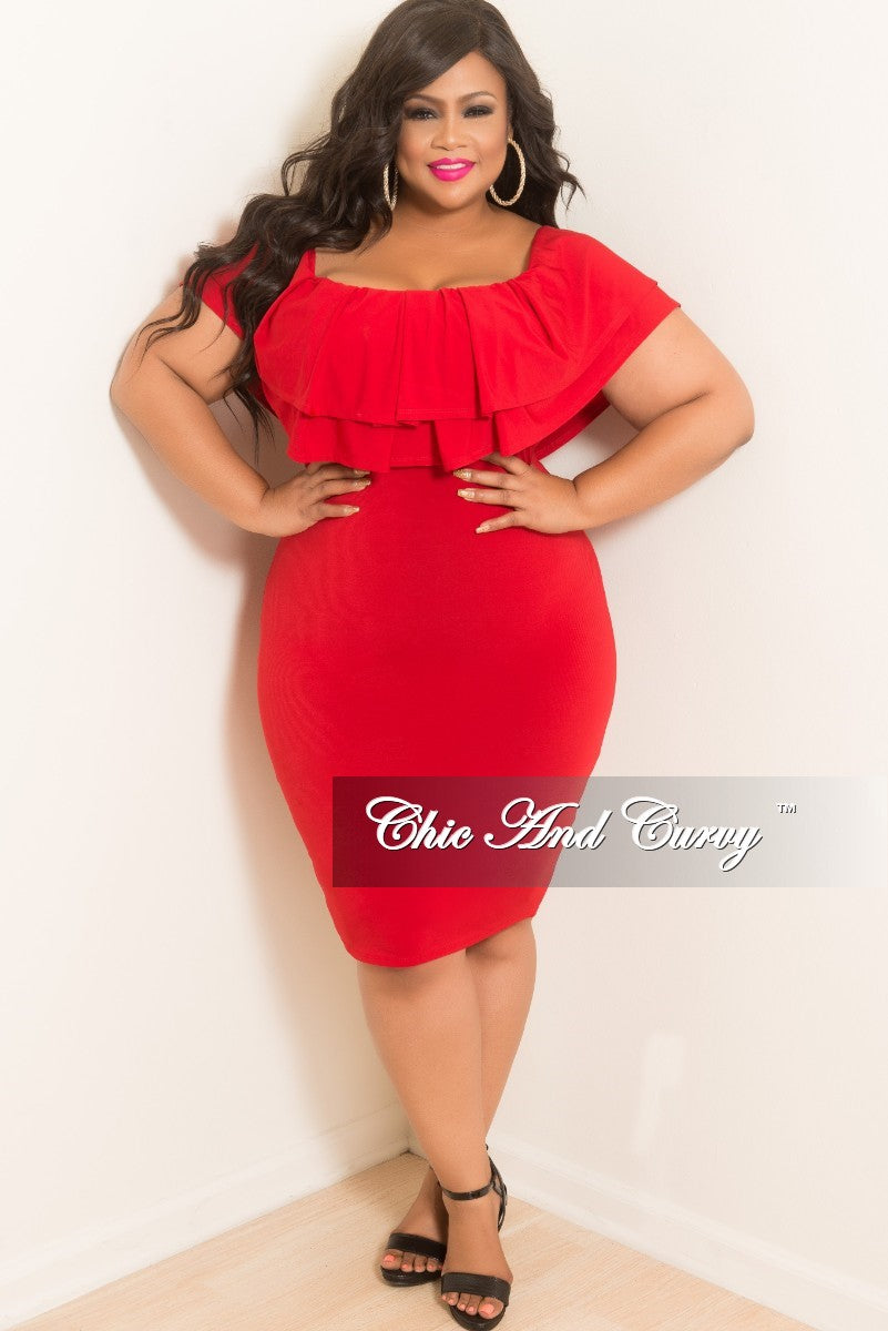 plus size off the shoulder red dress