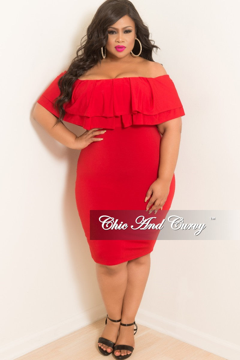 plus size red ruffle dress