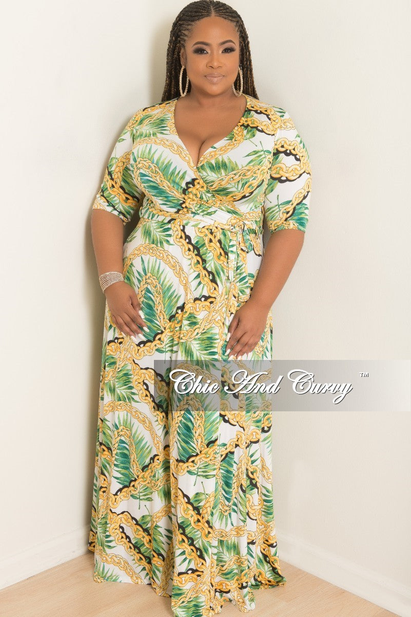 green and white plus size dress