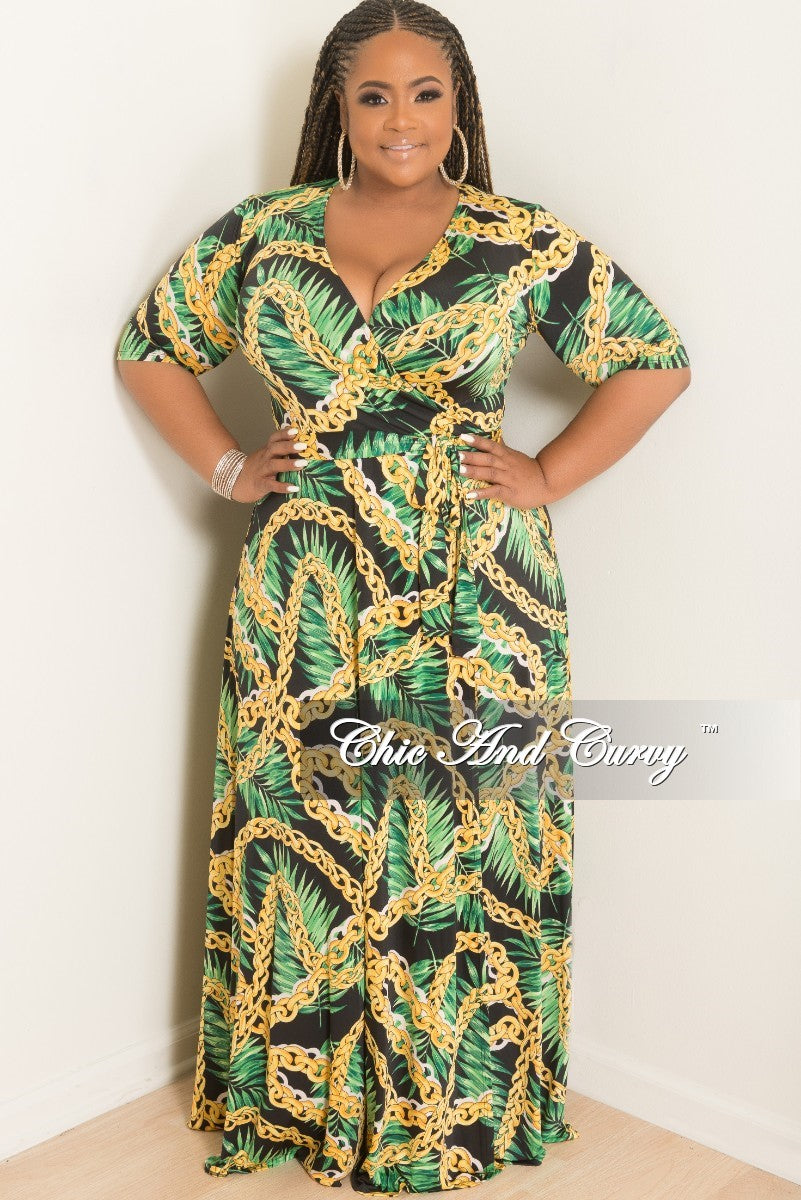 green and white plus size dress