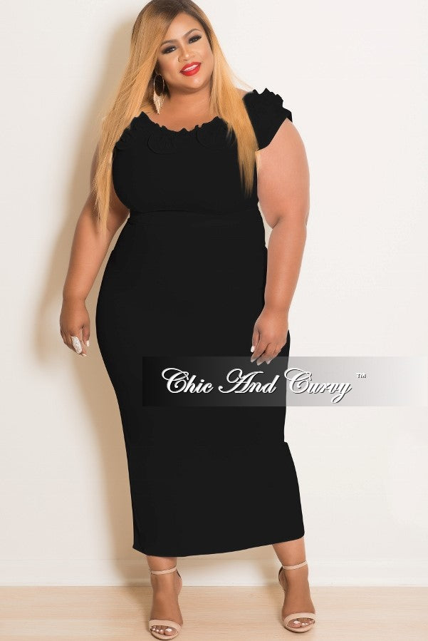 black ruffle dress plus size