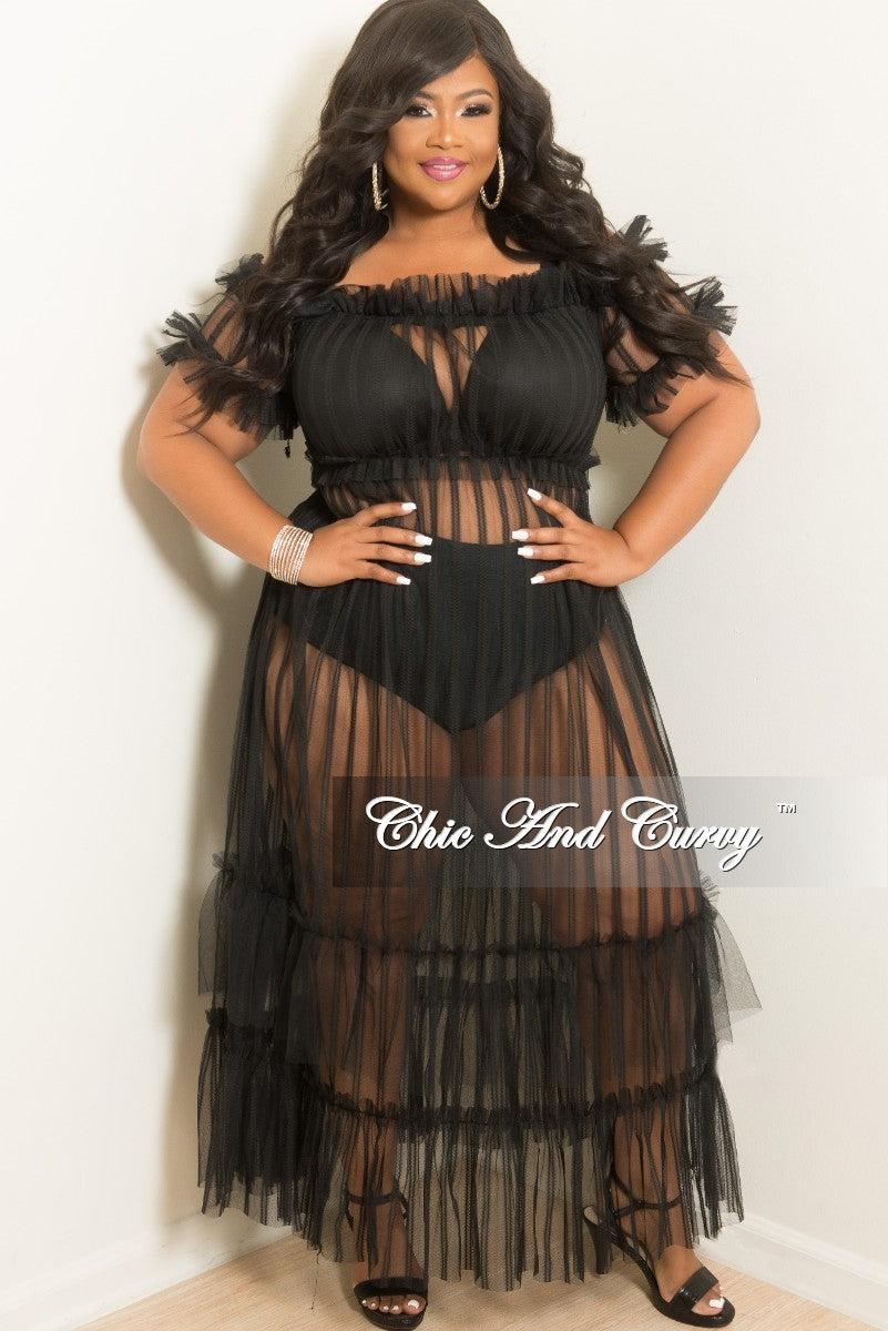 plus size see through maxi dress