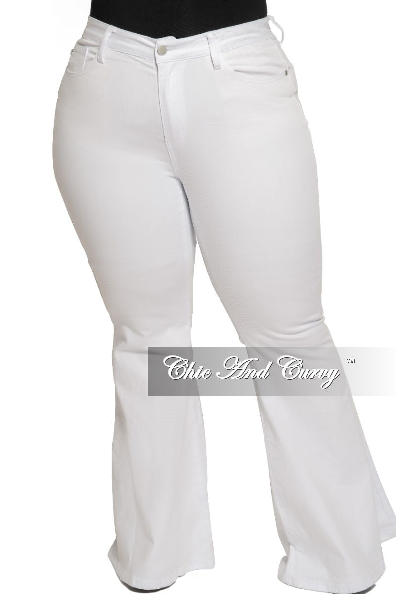 white plus size flare pants