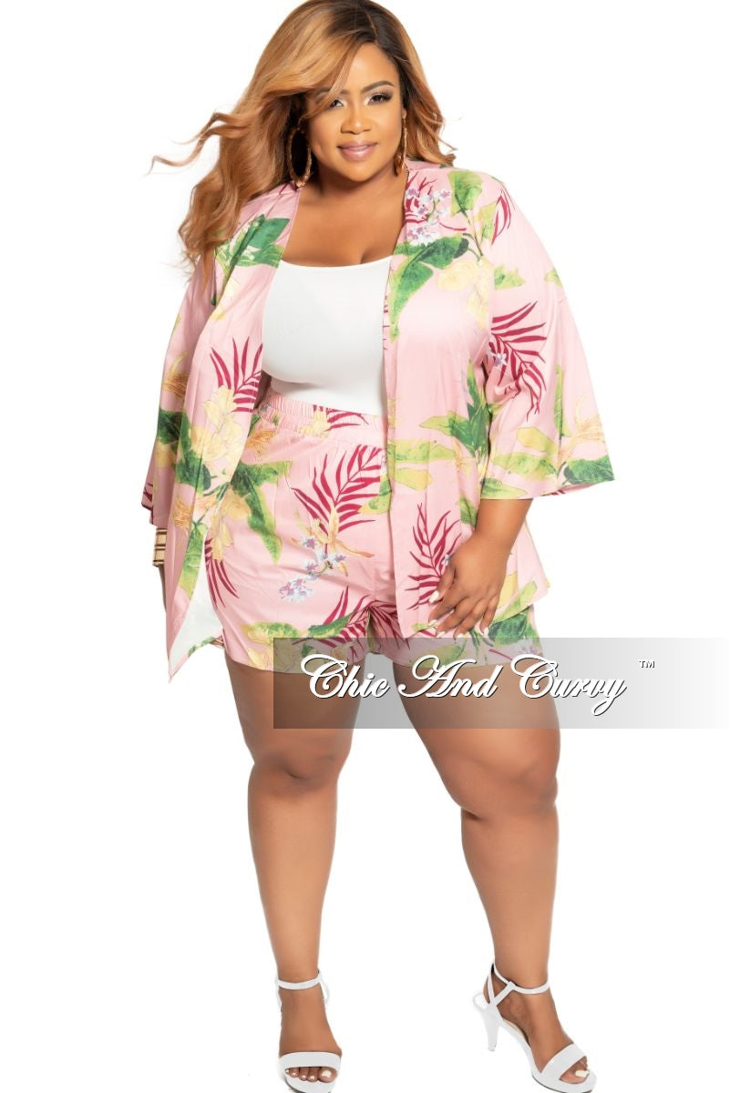 plus size white short set