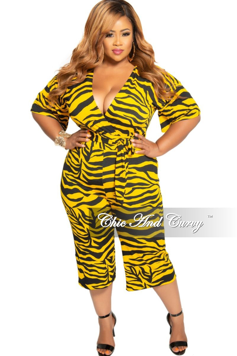 yellow animal print jumpsuit